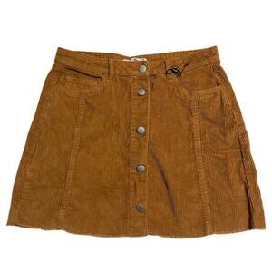 Denim Co. Corduroy Mini Skirt Size 8 Raw Hem Brown Fall NWOT